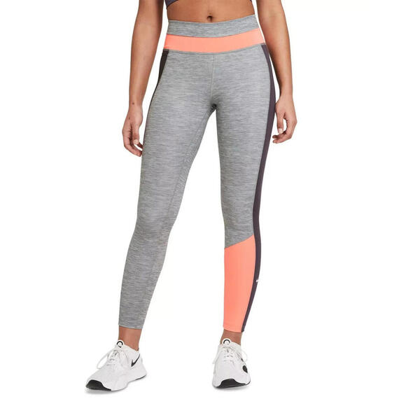 Nike Women’s One Colorblocked Leggings, Gray, S - Picture 1 of 2